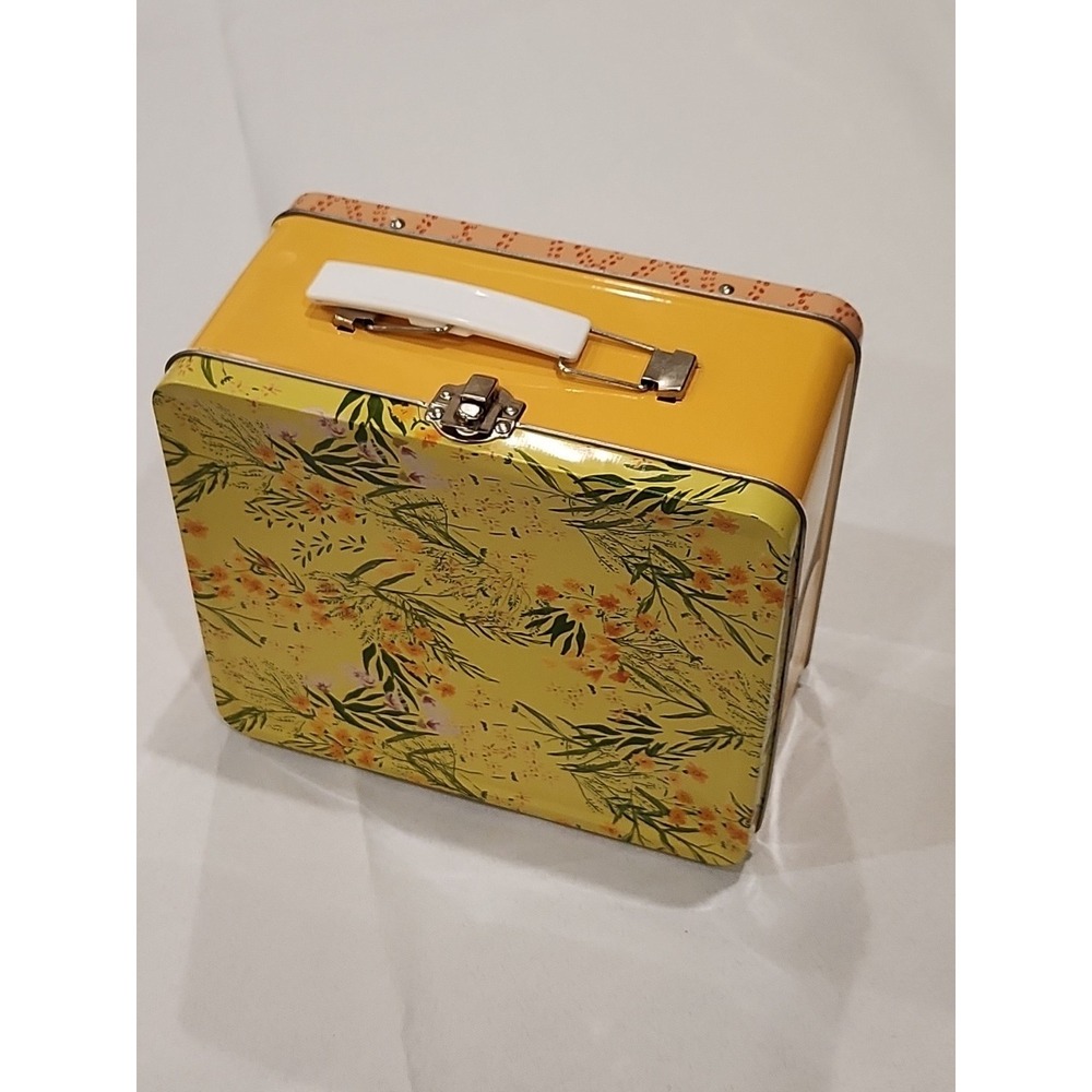 Lulie Wallace Lunch Box Orange/Yellow Flowers 8x7x4